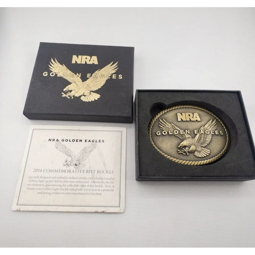 NRA Gold‎ Eagle Belt Buckle In Box With COA